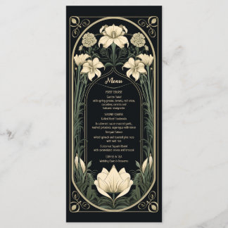 Menú Elegante carta de Boda floral de estilo Art Nouvea