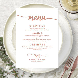 Menú Elegante carta Rosa de Boda dorado