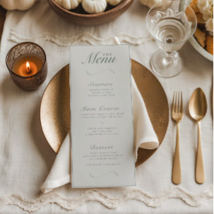 Menú Elegante Cena Boda Botánica de Marfil & Sage