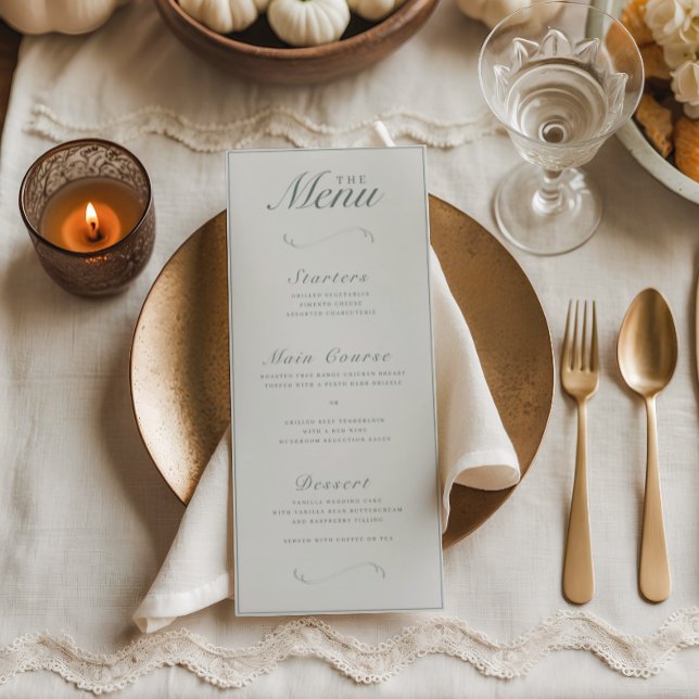 Menú Elegante Cena Boda Botánica de Marfil & Sage (Subido por el creador)