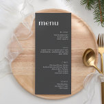 Menú Elegante cena de estilo Art Deco blanco negro<br><div class="desc">Elegante y minimalista Boda Art Deco Menú de cena en blanco y negro</div>