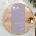 Menú Elegante cena de estilo Art Decó de Lilac Dusty<br><div class="desc">Elegante y minimalista menú de cena Boda Art Deco en Dusty Lilac</div>