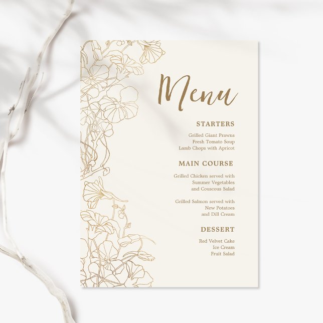 Menú Elegante cena floral de oro (Subido por el creador)