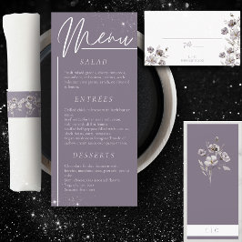 Menú Elegante cena morada con flores de acuarela de bod