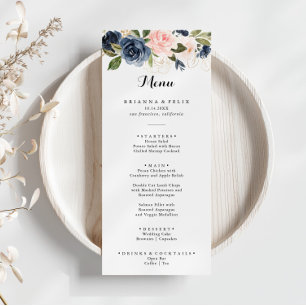 Menú Elegante Cena Sencilla De Calligrafía Floral De In