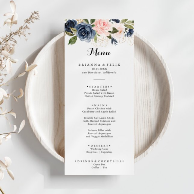 Menú Elegante Cena Sencilla De Calligrafía Floral De In (Subido por el creador)