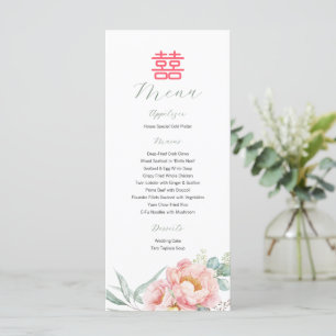 Menú Elegante chino doble felicidad peonies Boda M