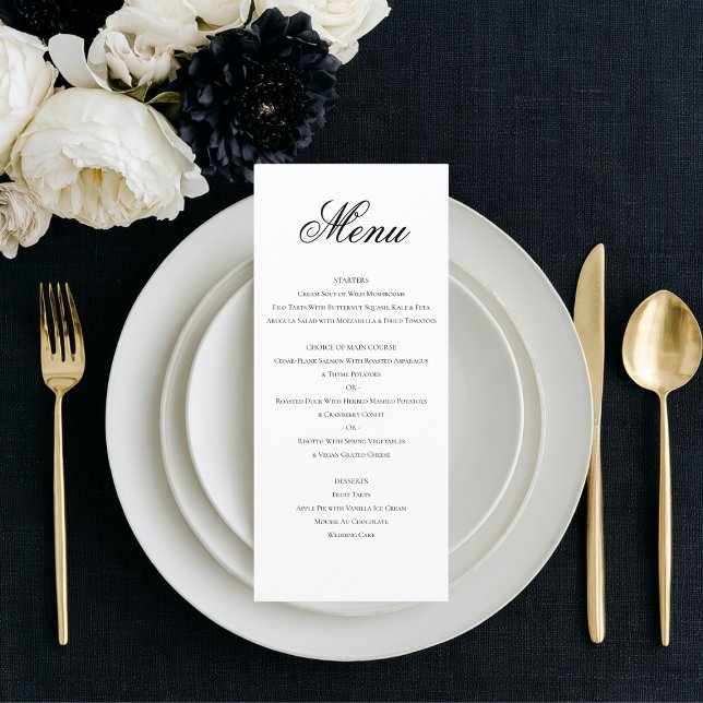 Menú Elegante Clásico Boda Blanco y Negro (Subido por el creador)
