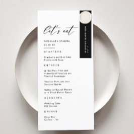 Menú Elegante clásico Boda de Invierno en Blanco y Negr