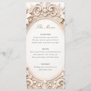 Menú Elegante Clásico Marco Floral Barroco Boda