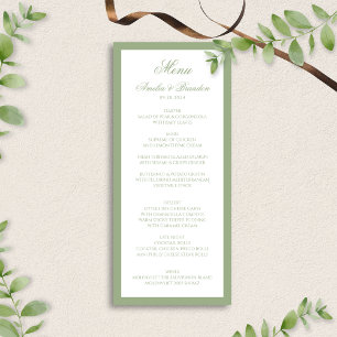 Menú Elegante Clásico Verde Menta Borde Escritura Boda