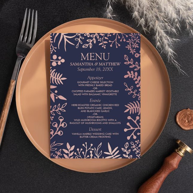 Menú Elegante colección de Bodas florales de Rosa y mar (Subido por el creador)