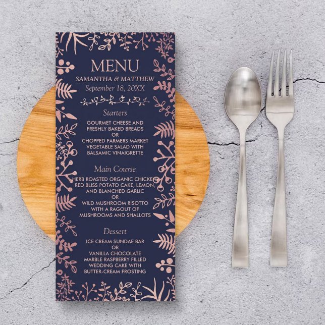 Menú Elegante colección de Bodas florales de Rosa y mar (Subido por el creador)