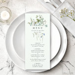 Menú Elegante color de agua verde pálido Boda de flores<br><div class="desc">Este elegante menú de bodas cuenta con hermosas acuarelas pintadas a mano y decoradas como un ramo,  perfecto para bodas de primavera,  verano o otoño. Para una personalización más avanzada de este diseño,  haga clic en el BOTÓN HERRAMIENTA DE DISEÑO AZUL de arriba. También están disponibles los elementos coincidentes.</div>