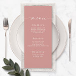 Menú Elegante color sólido Rosa  Boda rosa<br><div class="desc">Elegante menú de Boda rosa Rosa de color sólido y turbio. Esta moderna tarjeta de menú de moda es sencilla, clásica y elegante, con un fondo de color sólido y un tipo de letra de caligrafía con bonito con cruz. Mostrado en la nueva autopista. Con un monograma de bonito en...</div>