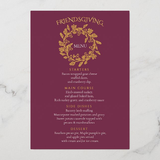 Menú elegante de cena de Friendsgiving (Anverso)
