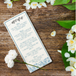 Menú Elegante de estilo azul francés Chinoiserie T