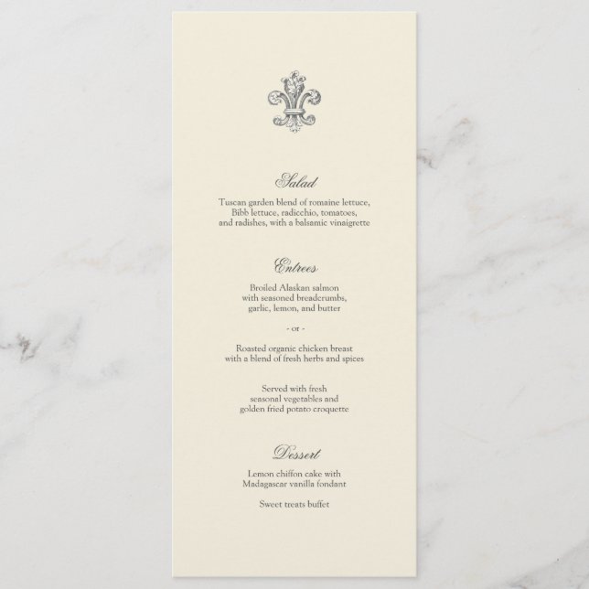 Menú Elegante de Flor de Lis (Anverso)