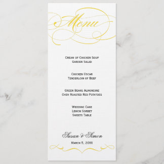 Menú elegante de la boda de la escritura -