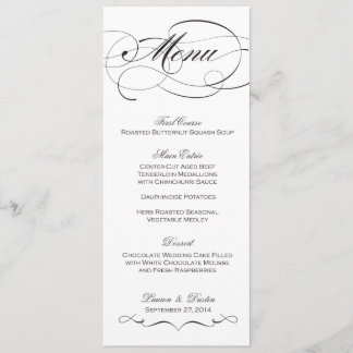 Menú elegante de la boda de la escritura -