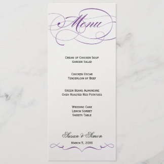 Menú elegante de la boda de la escritura - púrpura