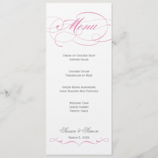 Menú elegante de la boda de la escritura - rosa