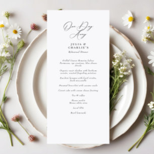 Menú elegante de la cena de un día de duración