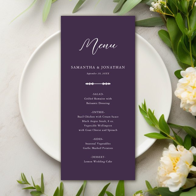 Menú Elegante de la recepción de la boda púrpura (Subido por el creador)