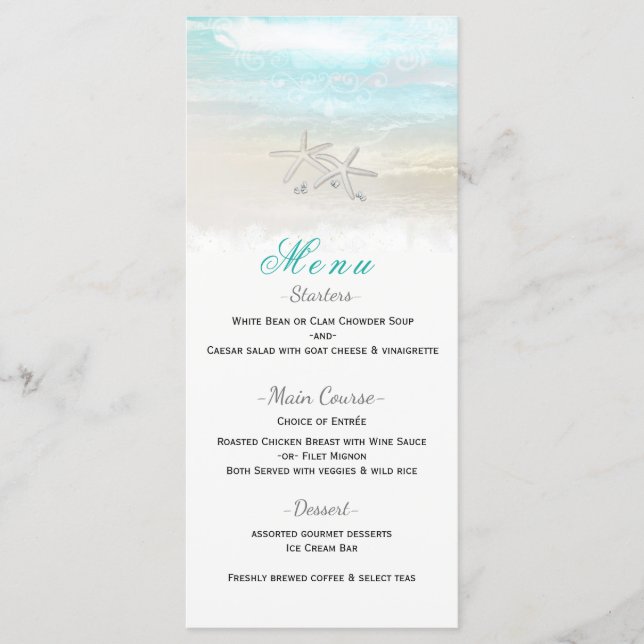 Menú Elegante De Verano De La Recepción De Starfis (Anverso)