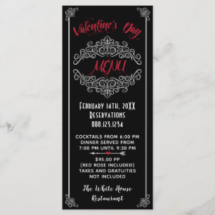 Menú elegante del el día de San Valentín