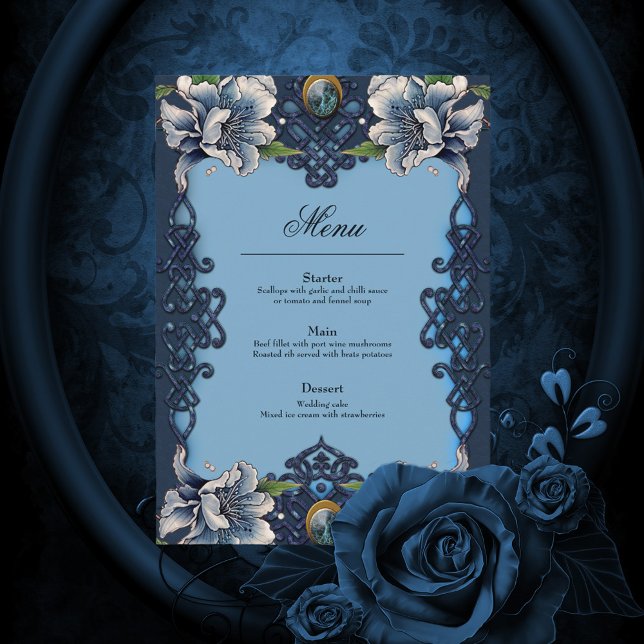 Menú Elegante diseño celta azul (Blu celtic design)