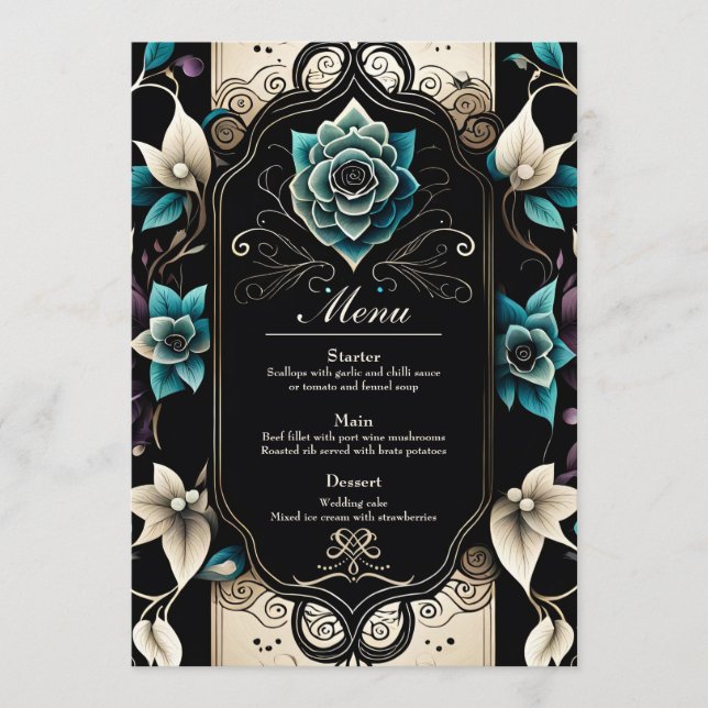 Menú Elegante diseño floral que exuda lujo (Anverso)