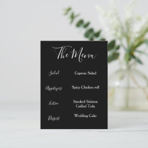 Menú elegante en blanco y negro Minimalista