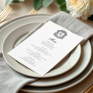Menú Elegante Escudo Boda Monograma