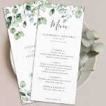 Menú Elegante eucalipto deja vegetación simple boda<br><div class="desc">Creado para coordinar con nuestra colección "Airy Eucalyptus and Gold Elegant Wedding", este menú boda de personalizable es perfecto para cualquier cena casera elegante y elegante. Con un ramo contemporáneo y aireado de hojas de eucaliptos complementadas con delicados y suaves paisajes verdes y espectros dorados (impresos), este menú es fácilmente...</div>