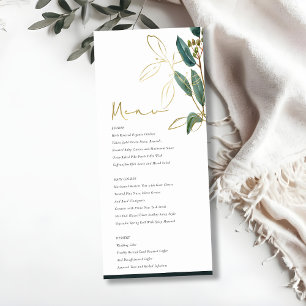 MENÚ ELEGANTE EUCALYPTUS BODA DE FOLLETO DE ORO VERDE