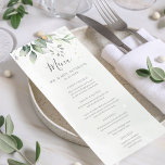 Menú Elegante Eucalyptus deja Boda de oro de la vegetac<br><div class="desc">Bonitas cartas bodas con eucalipto acuarela y hojas de oro.</div>