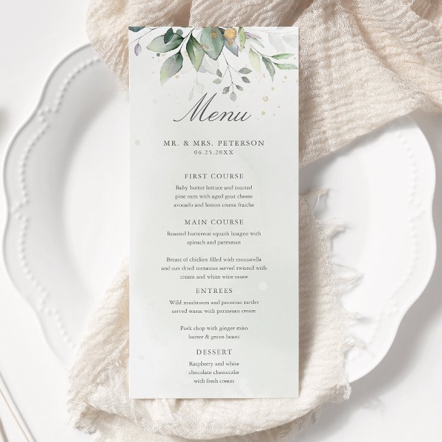 Menú Elegante Eucalyptus deja Boda de oro de la vegetac (Subido por el creador)