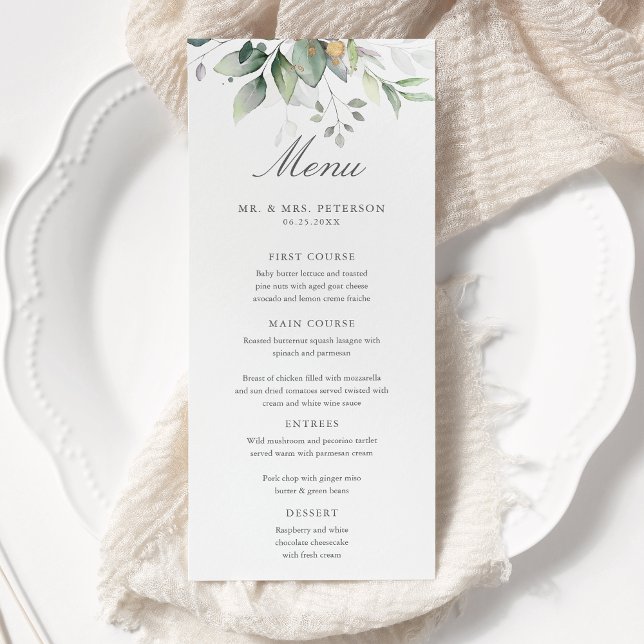 Menú Elegante Eucalyptus deja Boda de oro de la vegetac (Subido por el creador)