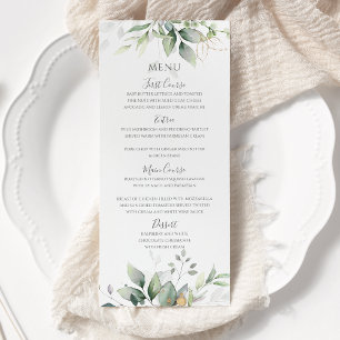 Menú Elegante Eucalyptus deja Boda de oro de la vegetac