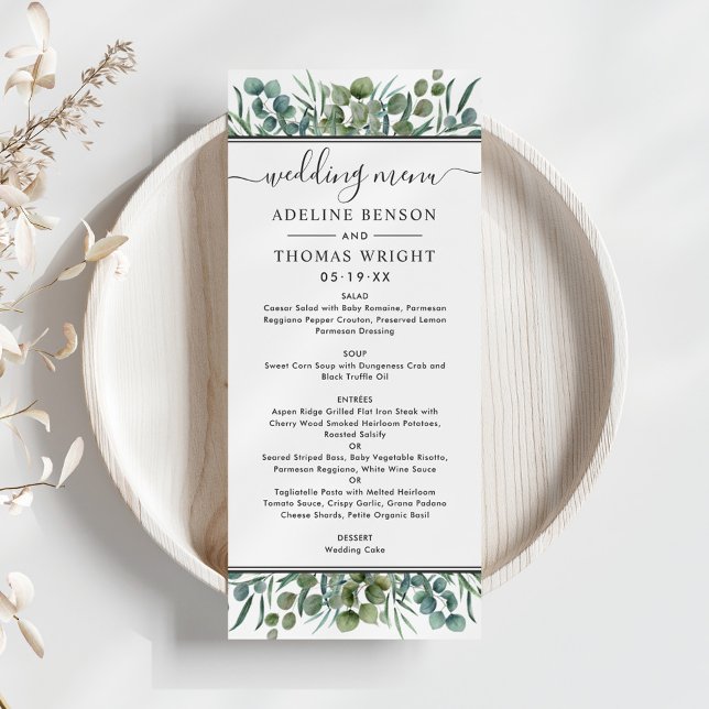 Menú Elegante Eucalyptus Greenery Boda Cena (Subido por el creador)