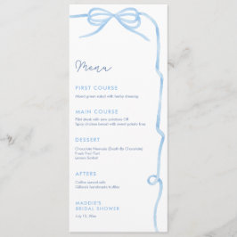 Menú Elegante Fiesta de ducha de novia azul claro