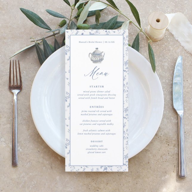 Menú Elegante Fiesta de té de novia ducha de novia (Subido por el creador)
