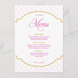 Menú Elegante Fiesta moderno de patrón de diamante rosa