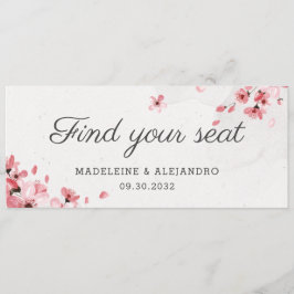 Menú Elegante flor de cerezo rosa encuentra tu asiento
