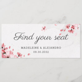 Menú Elegante flor de cerezo rosa encuentra tu asiento
