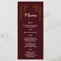 Elegante Floral Dorada Profunda Boda Burgundy