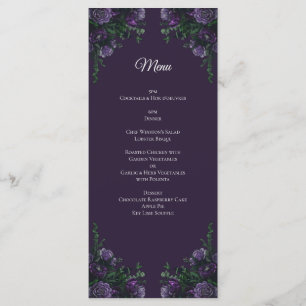 Menú Elegante Floral Púrpura Oscuro Boda Gótica