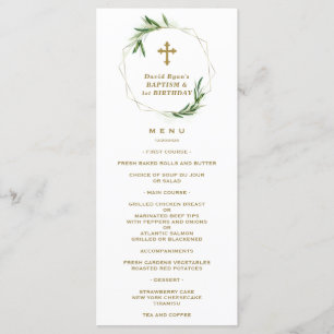 Menú Elegante floral rosa Rubor primer cumpleaños y bau