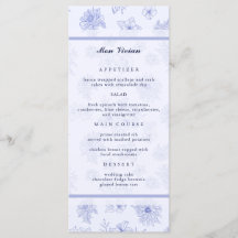 Elegante Flores Neutrales Azul Invitado Cena